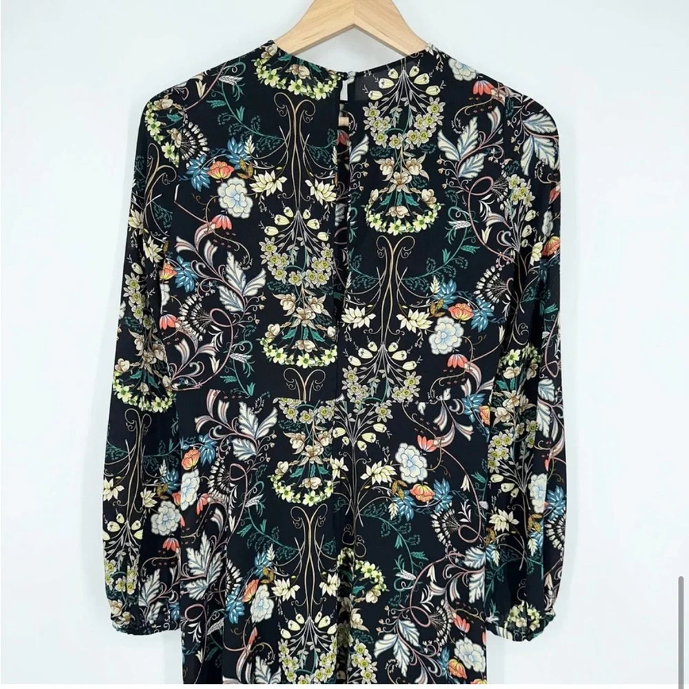 Zara Floral Long Sleeve Dress - Black and Multicolor - Picture 5 of 8